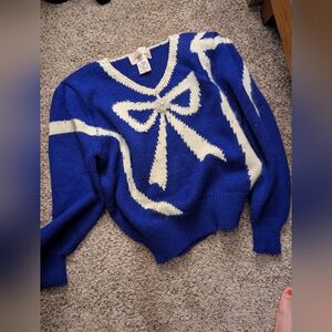 Vintage Purple and Cream Bow Sweater
